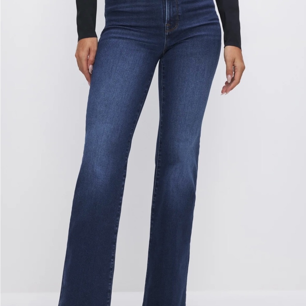 Blue Flare Wide Leg Jeans with Faded Detail